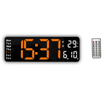 דיגיטליים גדולים שעון קיר שלט רחוק הזמנית תאריך שבוע תצוגה, טיימר ספירה לאחור שעון של שולחן קיר כפול אזעקות LED שעונים