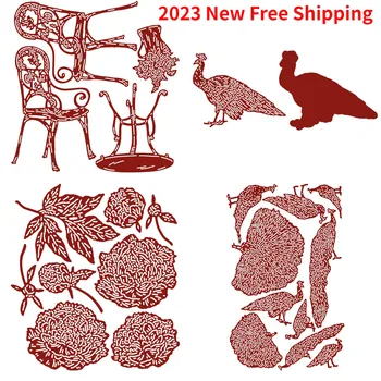 טווס פרח הכיסא 2023 חדש חיתוך מתכת ימות Diy רעיונות המלאכות להכנת אלבום תמונות תבנית בעבודת יד